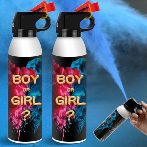 Estintore Gender Reveal, confezione da 2, decorazione per rivelare il genere, idee per feste per bambini, 100% biodegradabili, per decorazioni per feste (blu)