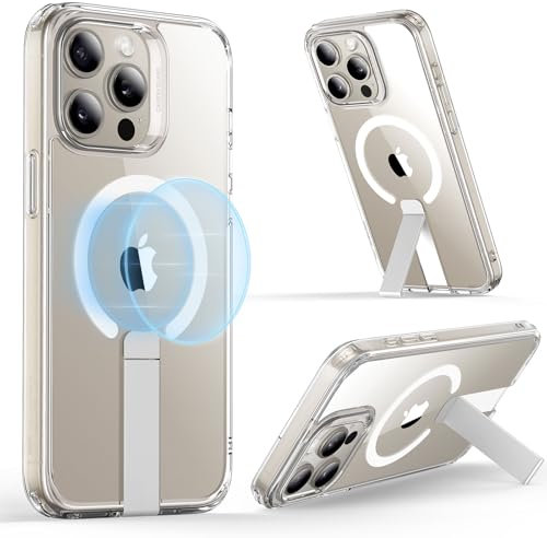 ESR for iPhone 15 Pro Max Case,Compatible with MagSafe,Fully Adjustable Flickstand,Military-Grade Drop Protection,Slim Back Cover with Patented Kickstand, Boost Series,Clear