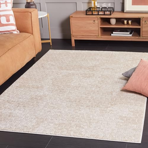Safavieh Zeitgenössische Teppich für Wohnzimmer, Esszimmer, Schlafzimmer - Hanna Collection, Kurzer Flor, Creme, 152 X 229 cm