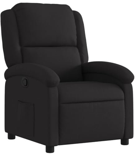 vidaXL Fauteuil Inclinable, Chaise de Relaxation avec Dossier et Repose-Pied, Siège Inclinable, Fauteuil TV de Salon, Moderne, Noir Tissu