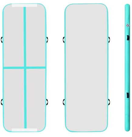 3M / 4M Inflatable Gymnastics Tumbling Mat 10cm Thickness Air Floor Mat Tumble Track for Home Use/Training/Yoga/Water Fun/Pilates (3m, Green (no pump))