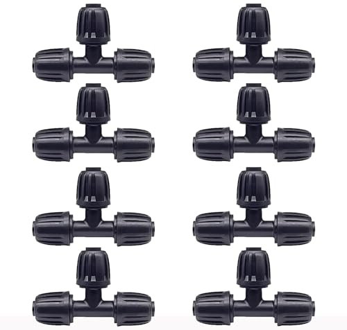 8 Piezas Conectores en T con Púas para Riego por Goteo, Conector de tubería en T de 20mm, Accesorios de Riego por Goteo, Adaptador de 3 Vías, Juntas de Tubería de Agua para Mangueras de Goteo