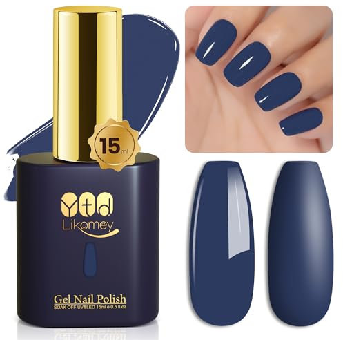 YTD Likomey Gel Nail Polish,15ml Dark Navy Blue Soak Off UV Nail Gel Varnish,Salon Home DIY Manicure High Pigment Gel Polish