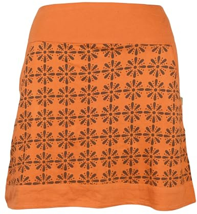 Vishes Damen Minirock Retro in Dunkelorange I Größe S (36) I Bequem & modisch für Alltag & Freizeit I 100% Baumwolle I Für warme & kalte Monate I Nachhaltige Alternative Bekleidung