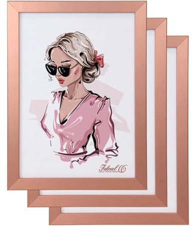 IDEAL TREND 3er 5er Pack Hekla Set Holzrahmen Foto Bilderrahmen Wanddeko Collage Poster Rahmen: Farbe: 3er Pack Gold | Format: 13x18