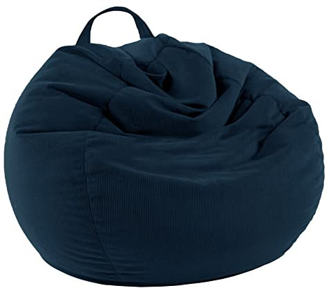 LPMOERA Stuffed Animal Storage Bean Bag Chair Cover (No Filler) For Kids and Adults.Soft Premium Corduroy Stuffable Bean Bag For Organizing Children Plush Toys or Memory Foam Navy Blue L For Adults