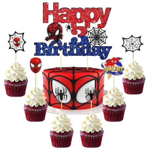 Cake Topper 3. Geburtstag, 7 PCS Torten Deko Kinder, Cartoon Kuchendekoration, Torten Deko 3 Jahre, Tortendeko Kindergeburtstag, Geburtstagsparty Dekorationen für Jungen