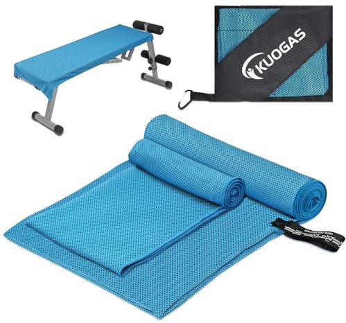 KUOGAS Fitness Handtuch 2er Set | 120x50cm + 100x30cm | Kühlhandtuch mit Reißverschlusstasche, Schnelltrocknend Mikrofaser Gym Sporthandtuch für Fitnessstudio und Training,2