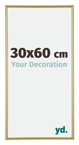 yd. Your Decoration - Bilderrahmen 30x60 cm - Gold - Bilderrahmen aus Kunststoff mit Acrylglas - Antireflex - Rahmen 30x60 cm - Annecy