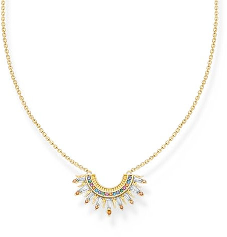 THOMAS SABO 2 Kette mit Sonnenstrahlen und bunten Steinen vergoldet 925 Sterlingsilber, 750 Gelbgold Vergoldung KE2203-488-7