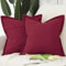 Madizz 2er Set Polyester Leinen Kissenbezügen mit breiter Kante Weiche dekorative Kissenbezüge für Sofa Schlafzimmer Kissenhülle Rot 40x40 cm Quadrat