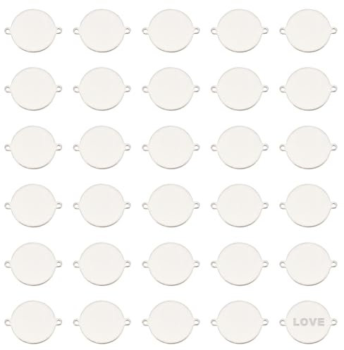 UNICRAFTALE 30 Stück Blanko Anhänger 25 mm Lang Edelstahl Anhänger Gravierbare Rohlinge Anhängers Flache Runde Metallverbinder Charms Für Die Herstellung von Armbändern Ohrringen
