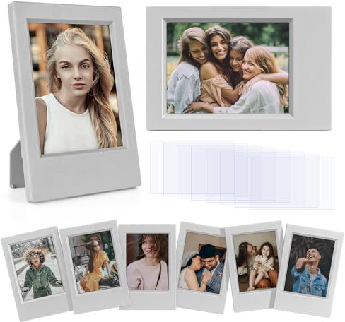 HIYQIN 2x3 Mini Bilderrahmen - 8er-Pack Mini Bilderrahmen Kompatibel mit 2 x 3 Zoll Fujifilm Instax Mini 12 11 9 8 99 50 40 EVO - Fuji-Sofortbildkamera Bilderrahmen - Grau