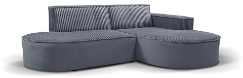 Kaiser Möbel, Sofa L-Form, Ecksofa, Modena, Designer L-Form Sofa, Modern Design Couch, Polsterecke, Freistehend -Soft Dunkelgrau Rechts