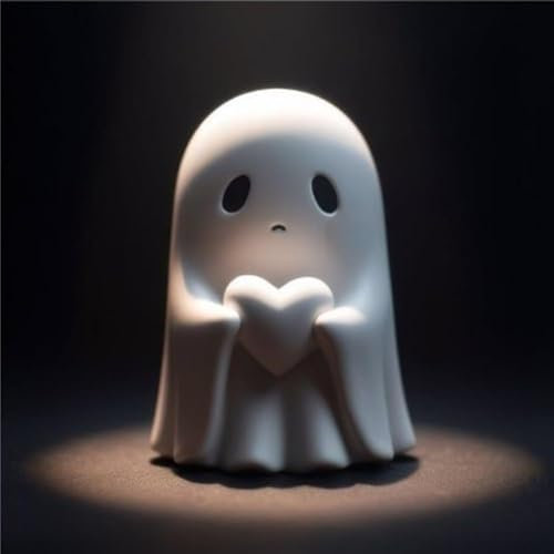 Starnearby Cute Geist Statue, Weißes Herz Geist Figuren, Gruselig Geister 2024 Halloween Geisterfigur, Halloween-Statue Desktop Ornamente Halloween Deko Outdoor & Indoor