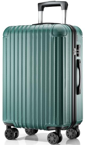 ABISTAB Koffer Trolley Mittelgroß 66x45x27cm, Hartschalen Reisekoffer mit 4 Rollen & Zahlenschloss, leicht Handgepäck Koffer, Dunkelgrün