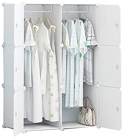 Armoire de rangement à 6 portes avec armoire d'angle, installation facile, design anti-poussière, combinaison gratuite, idéal pour chambre à coucher ou dortoir