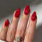 Mrltau Lot de 24 faux ongles courts Press-On Nails - En forme d'amande - À coller - En forme d'amande - À coller - Rouge