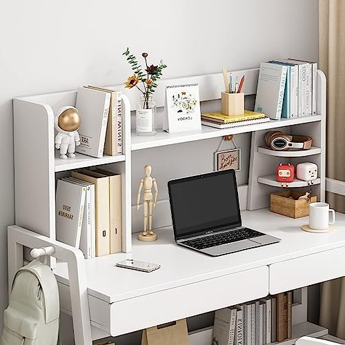 ONFSZCKB Libreria da tavolo per organizzazione - Libreria da tavolo per scrivania del Computer, libreria da tavolo in Legno massello per scrivania del Computer, Organizer Con ripiano regolabile per u