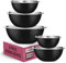 GARUET Mixing Bowls Set, Easy-Grip, Stainless Steel Mixing Bowls for Baking, Cooking, Salad & Food Prep - Large, Medium and Small Metal Nesting Bowls (5, Black)