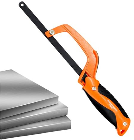 Fenayuu Sierra de metal de aluminio, sierra para metales - Sierra de mano de aluminio de 11 pulgadas - Herramientas manuales de alto voltaje, sierra de mano ajustable y compacta para madera y metal