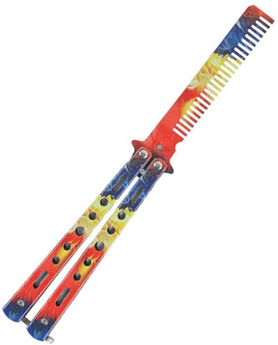 KGDUYC 1 x Butterfly Comb, Foldable Pocket Comb, Butterfly Balisong Trainer Exercise Knife Comb, Foldable Hairstyling Brush, Folding Practice Training, Butterfly Style Comb, Multicoloured