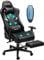 Douxlife Gaming Stuhl, mit 7 Punkt Massage, Fußstütze, Ergonomischer 180KG Bürostuhl, 90-175° Rückenlehne einstellbar, Verstellbare Armlehne, Schreibtischstuh für Erwachsener, Schwarz