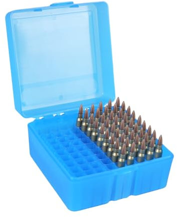 FUNANASUN Patronenbox, Munitionsbox für 5,56-mm-Geschosse， Munitionskiste aus Robustem Kunstoff, Große Kapazität Munitionstaschen Kann 100 Schuss Munition Aufnehmen, Blau