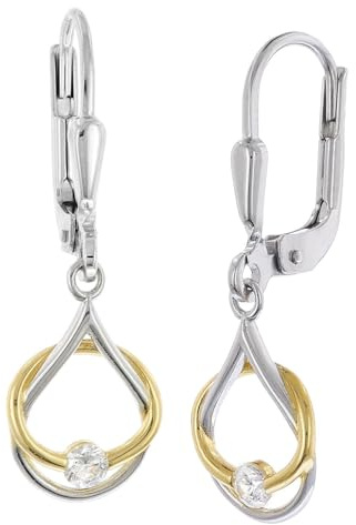 trendor Damen-Ohrringe 925 Silber Bicolor Ohrhänger 28543 | modischer Ohrschmuck für Frauen, zeitlose Geschenkidee,