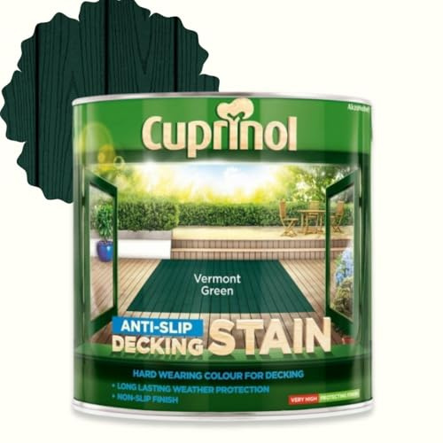 AOC24 Anti Slip Decking Stain 2.5L & 5L – Water-Based Exterior Wood Finish with Mould Protection, Anti-Slip Micro Beads, Algae Resistant, Fast Drying, Rich Colour (Vermont Green, 2.5 Litre)
