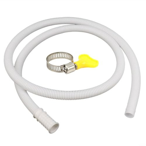 Bandeja de goteo para unidad externa de CA con manguera de drenaje, extensión de tubo de entrada de agua, material TPE con abrazadera, para lavadora y aire acondicionado, 1 m