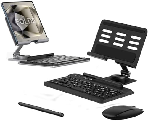 Galaxy Z Fold 7 Tastatur und Maus mit Metallständer Kompatibel für Samsung Galaxy Z Fold 7 Bluetooth-Tastatur- und Maus-Set mit Stift (Schwarz)