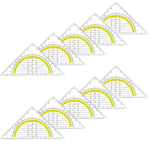 10 Stück Lineal Geodreieck Set Lineal Set Mit Geodreieck Mit Winkelmesser Messwerkzeuge Winkelmesser & Geodreiecke Kunststoff Transparent, Gelb Und Rot Erhältlich