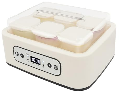 Yogurtiera digitale automatica da 1,5 l, con 6 bicchieri, yogurtiera con timer e controllo della temperatura, yogurt per yogurt greco, formaggio, Natto