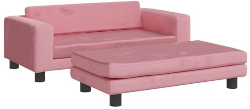 HFXHIJXQ Hundebett mit Verlängerung Rosa, Hundesofa aus Samt für kleine Hunde, Haustiersofa mit robustem Kiefernholz-Rahmen, Hundecouch gepolstert, 100x50x30 cm