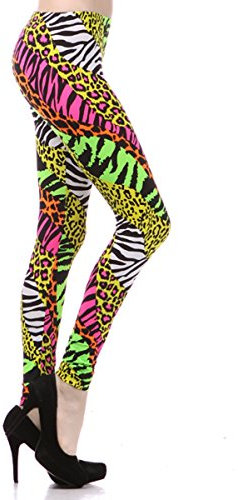 NEON NATION NeonNation Helle Gamaschen der 1980er Jahre Gepard Cheetah Anzughose für Damen X-Small Mehrfarbig
