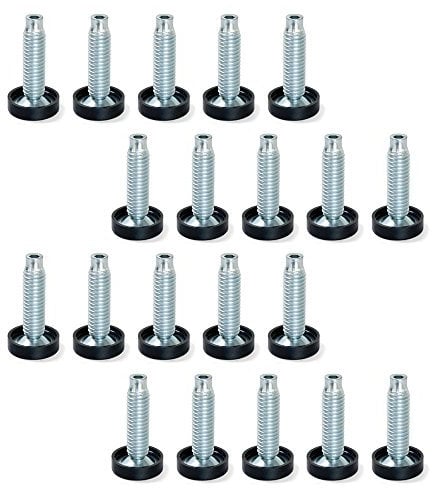 Emuca 2021005 Pied vérin articulés pour meuble, filetage M10x55mm, Set de 20 Pièces, Zingué