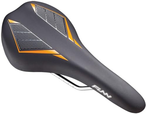 Funn Skinny Fahrradsattel mit strapazierfähigen CrMo-Schienen, federleichtem und schlankem Fahrradsitz, robuster Vinyl-Leder-Bezug für MTB, BMX und Rennrad (Orange)
