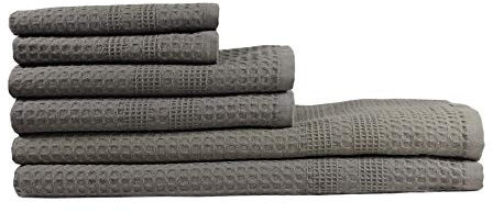 GILDEN TREE Waffelhandtuch Set Quick Dry Thin | 2 Badetücher | 2 Handtücher | 2 Waschlappen | Klassischer Stil (Stein)