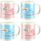com-four® 4x Kaffeebecher aus Porzellan - Kaffee-Tasse mit Vogel-Motiv - Kaffeepott in pink und blau - 300 ml je Tasse (04 Stück - Tassen Mix)