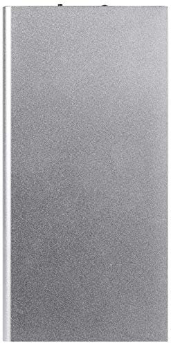 Slim External Battery Pack for Motorola Moto E6 Plus Smartphone Tablet Universal Charger Power Bank 6000mAh 2 USB Ports Silver