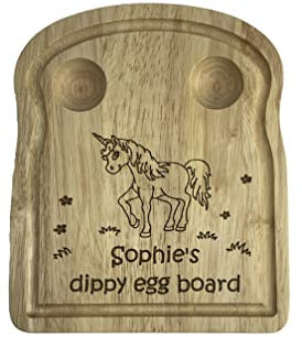 Unicorn Egg Breakfast Board Personalised Eggy Soldiers Gift Plate Birthday