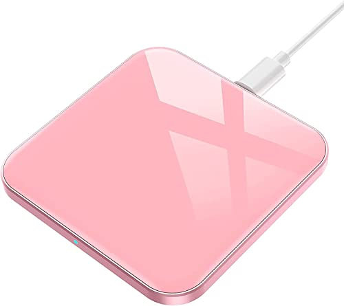 AGPTEK Chargeur sans Fil Rapide 15W, Chargeur à Induction Rapide Qi 15W/10W/7.5W/5W Compatible avec iPhone 13/13Mini/13Pro/13ProMax/12/11/XR/X/8Plus,Samsung Galaxy S20,Huawei,Xiaomi,AirPods3/Pro,Rose