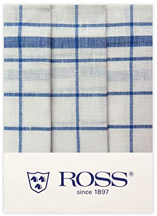 Ross 3er Pack Halbleinen-Geschirrtücher Karo blau, 50x70 cm