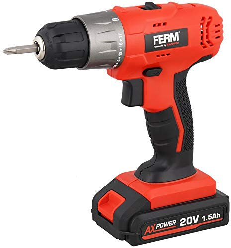 Ferm Akku-Bohrschrauber 20 Volt 1.5 Ah Aluminium Bohrschrauber mit 6 mm Bohrfunktion