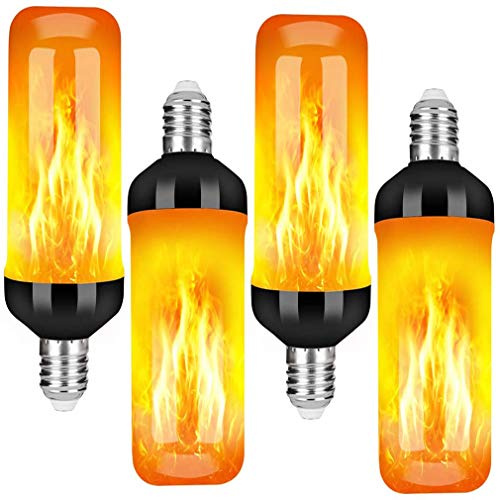 QREZ E27/E14 LED Ampoule À Flamme, E27 5W LED Ampoule Effet Flamme avec 4 Modes D'éclairage pour Décoration De Noël Intérieure Extérieure Bar Fête,E14,4pcs