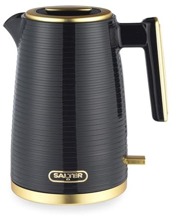 Salter Palermo Electric 1.7L Kettle - 3000W Rapid Boil, 360° Swivel Base, Auto Shut-Off, Boil-Dry Sensor, Anti-Limescale Filter, Easy View Water Window, Strix Controller, Black & Gold
