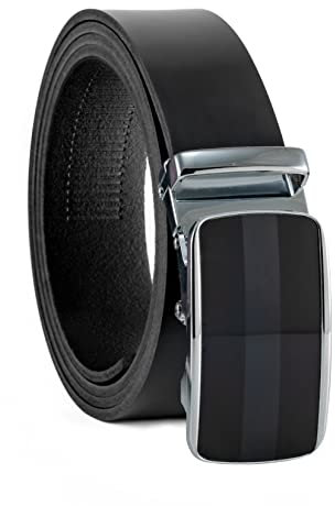 Fa.Volmer ® Gürtel Herren Echtleder mit Ratsche Automatikschließe | Breite: 35mm, Bundgröße: 125cm | kürzbar | Riemenfarbe schwarz | Modellreihe ATG (06-blk-Genova)