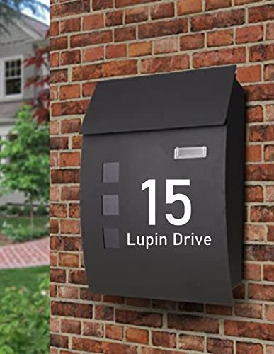 House Number/Road Post Box Letterbox Wall Art Sticker, Decal, Graphic lt9 (Red)