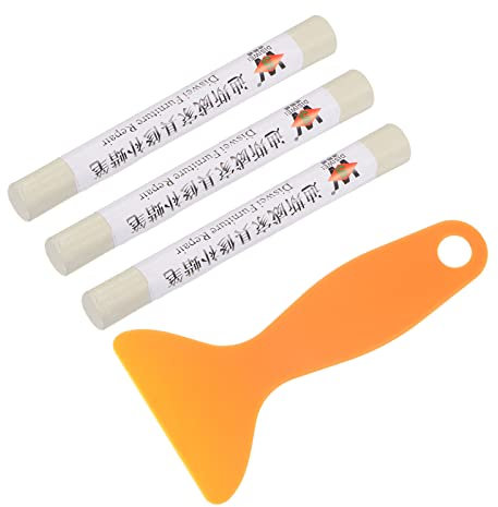 sourcing map Rotuladores Reparador de Madera, 3 Barra Reparadora para madera con Crayón de Espátula, Marcadores de Retoque de Muebles, para Remover Rasguños de Piso Muebles, Beige